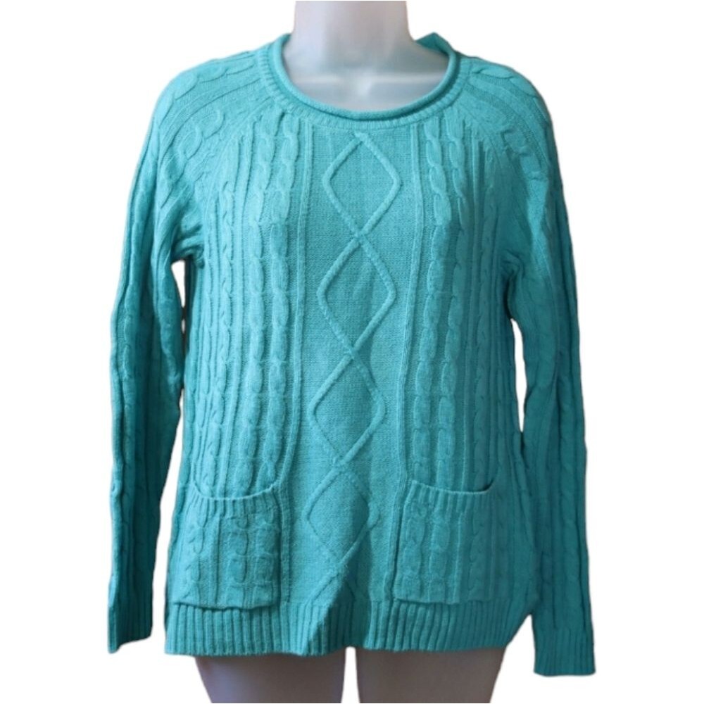 Croft & Barrow Teal Blue Crewneck Knit Vintage 90s Sweater XS